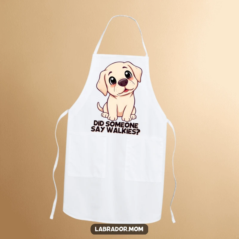 Funny Kawaii Labrador apron designed with a surprised dog, ideal for adding humor to kitchen adventures.