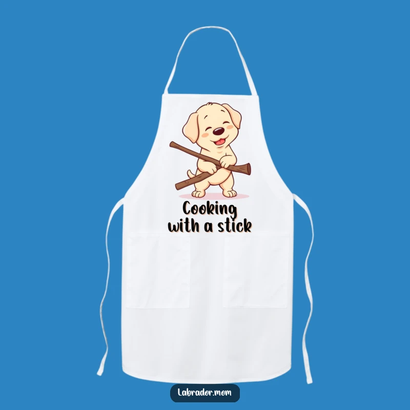 Funny Kawaii Lab Stick Struggle Apron: Cute Dog Chef Gift for Kitchen Fun