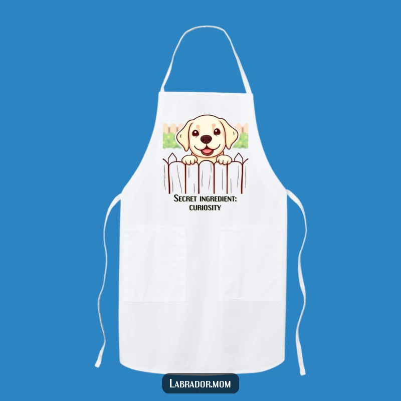 Funny Kawaii Labrador Apron: Peeking Over Fence, Cute Kitchen Gift