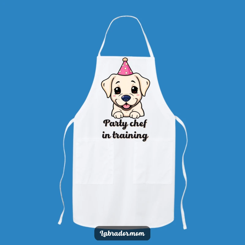 Funny Kawaii Labrador Party Hat Apron: Cook Up Laughs in the Kitchen, Perfect Gift!