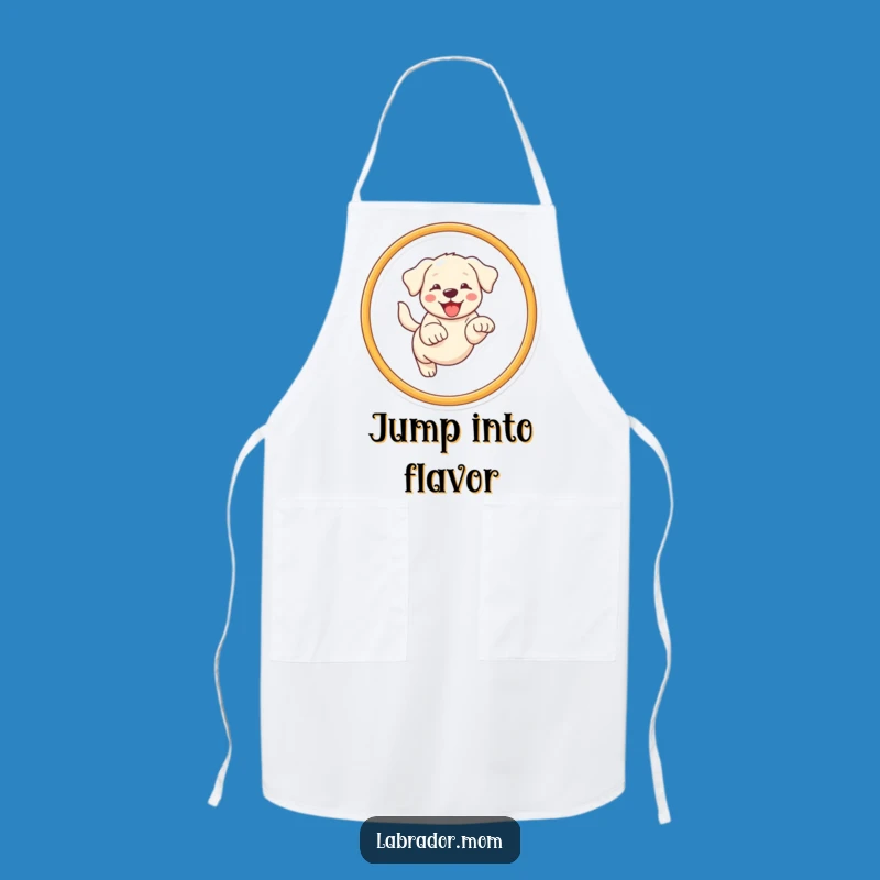 Funny Kawaii Labrador Apron: Kitchen Fun, Dog Hoop Jump Style!
