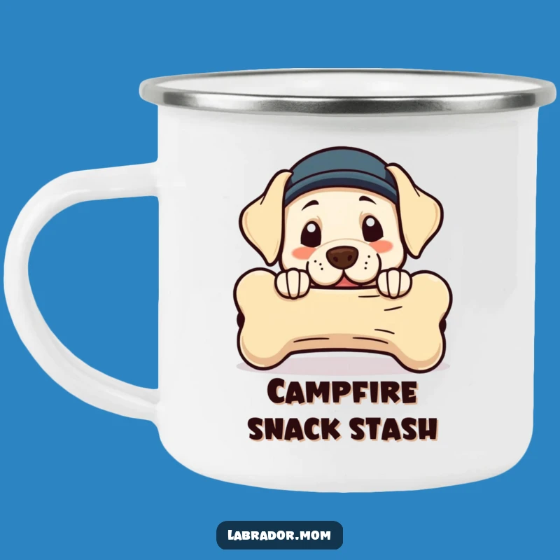 Adventure-Ready Funny Kawaii Labrador Bone Camping Mug: Humor for the Outdoors