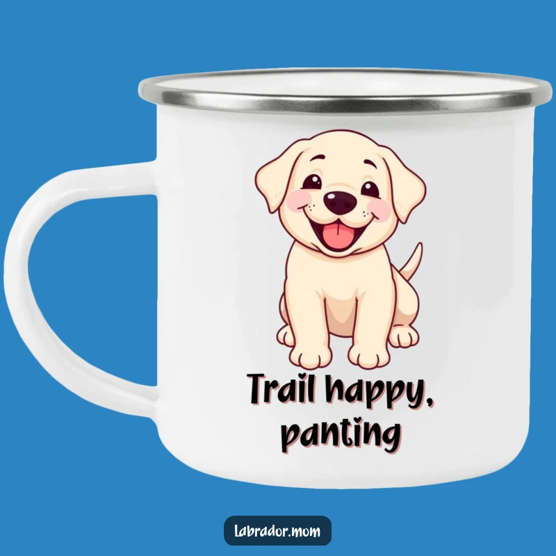Funny Happy Labrador Cub Camping Mug - Wagging Tail Adventure, Rugged Gift!