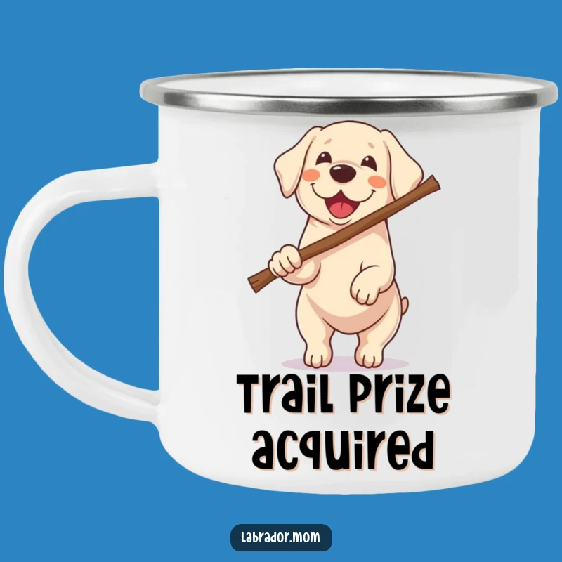 Funny Kawaii Labrador Camping Mug - Big Stick Dog Enamel Cup