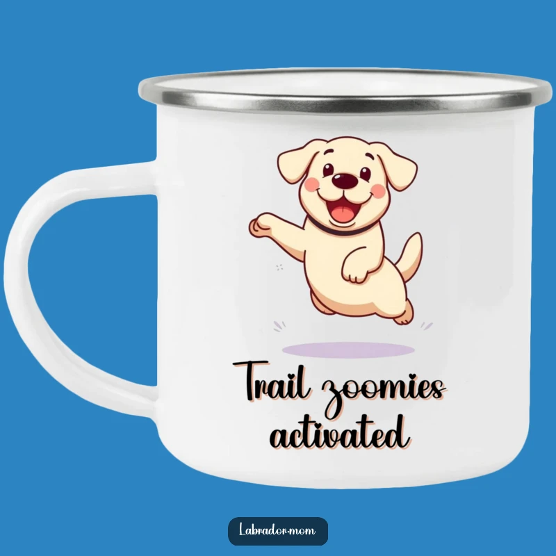 Funny Kawaii Labrador Camping Mug: Enthusiastic Leap Adventure, The Ultimate Funny Gift for Outdoorsy Folks