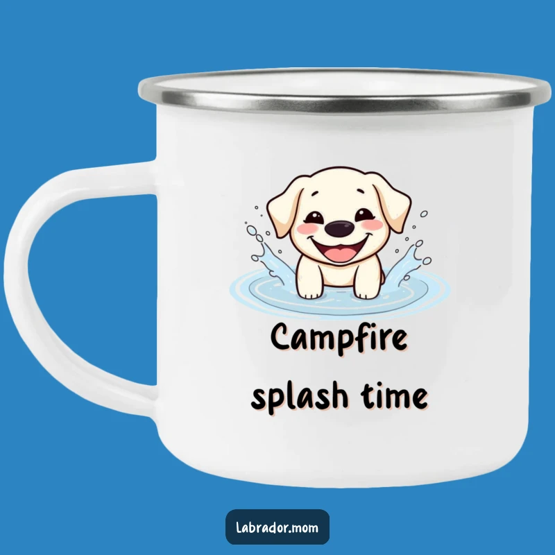 Funny Kawaii Labrador Camping Mug - Happy Splash Dog Enamel Cup