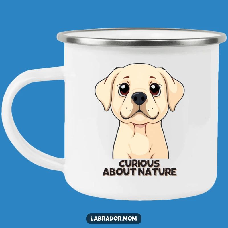 Funny Labrador Curiosity Camping Mug: Wide-Eyed Dog Enamel Cup, Fun Gift