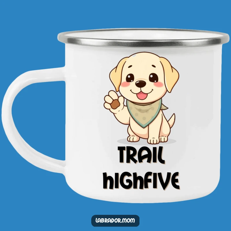 Funny Kawaii Lab High-Five Camping Mug: Friendship Dog Gift for Outdoor Fun