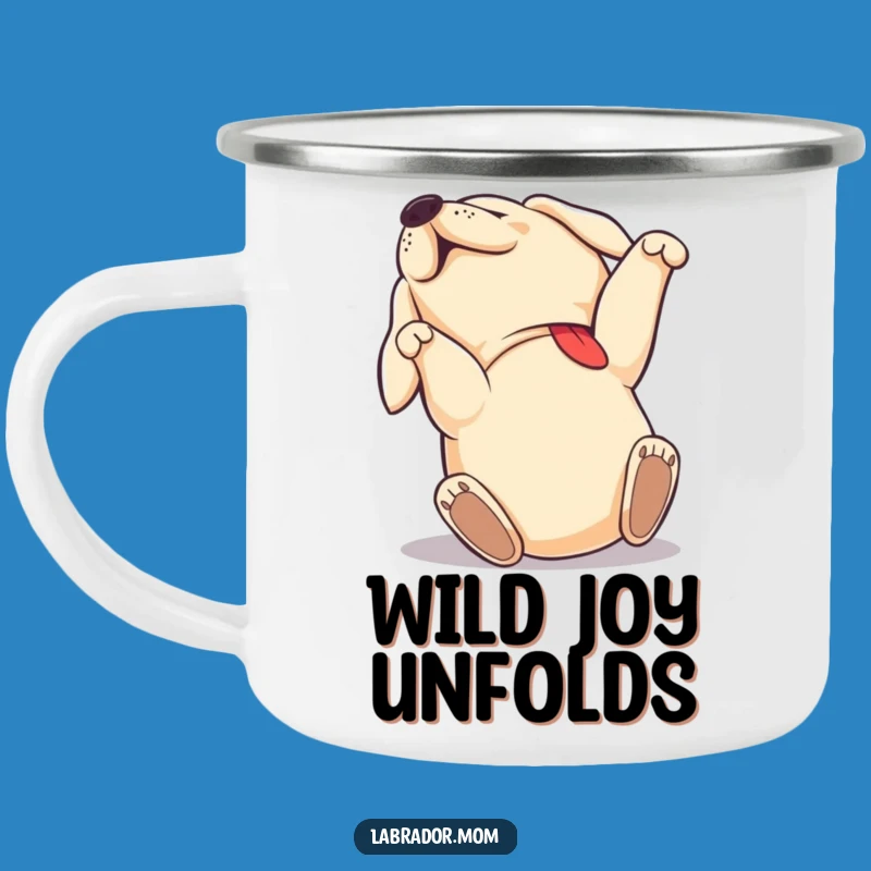 Funny Labrador Joy Camping Mug: Happy Dog Enamel Cup, Fun Gift