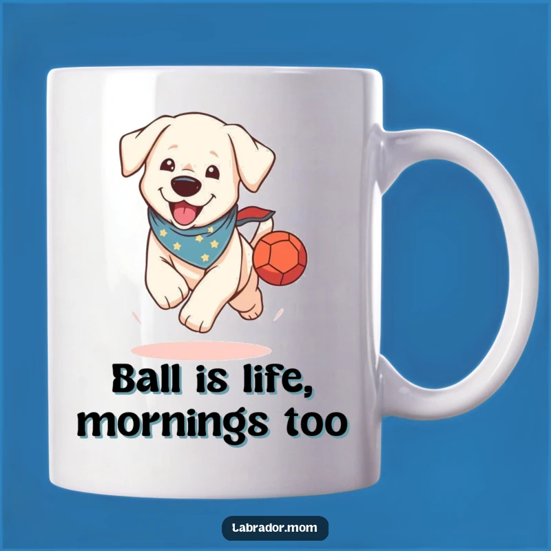Funny Kawaii Lab Ball Mug: Playful Dog Running Happy - Perfect Funny Gift!