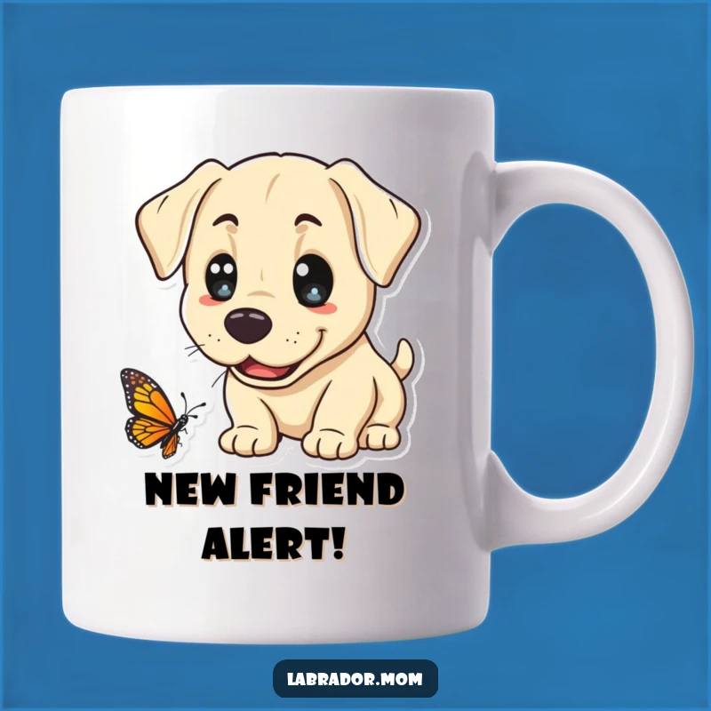 Funny Kawaii Lab Butterfly Sniffing Mug: Cheerful Dog Gift for Joyful Mornings