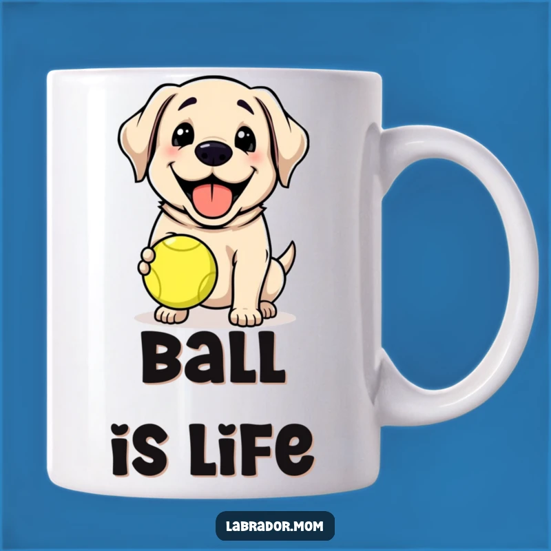 Funny Kawaii Lab Tennis Ball Mug: Happy Dog Grin, Perfect Funny Gift for Fetch Lovers