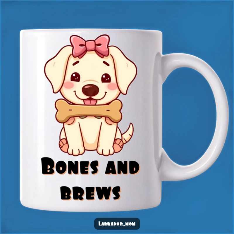Funny Kawaii Labrador Bone Gift Mug - Friendly Dog Offering Treat, Great Present