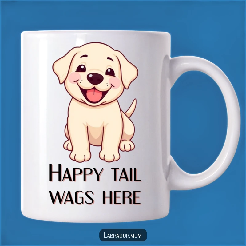 Funny Happy Labrador Cub Mug - Wagging Tail Joy, Perfect Dog Lover Gift!