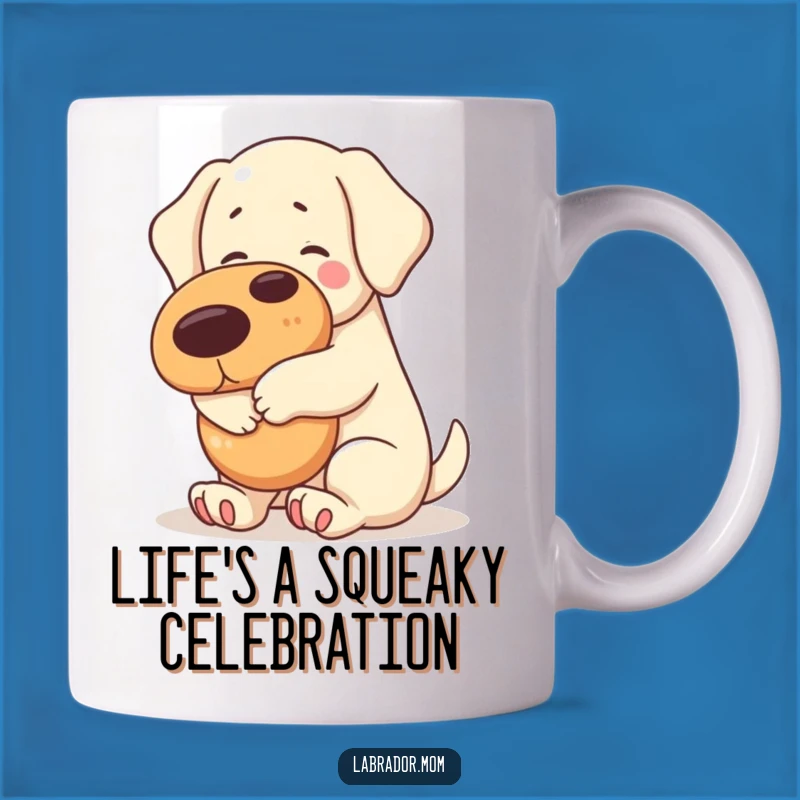 Funny Kawaii Labrador Mug: Hugging Squeaky Toy, Adorable Dog Lover Gift