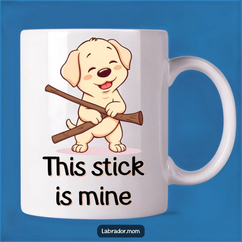 Funny Kawaii Labrador Stick Struggle Mug: Adorable Dog Gift for Pawsitive Mornings