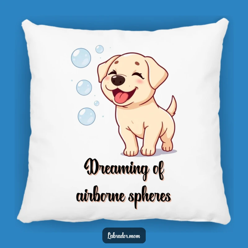Funny Kawaii Labrador Bubble Chase Pillow: Cute & Cozy Dog Gift!
