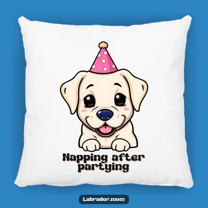 Funny Kawaii Labrador Party Hat Pillow: Plush Comfort & Hilarious Dog Decor Gift!