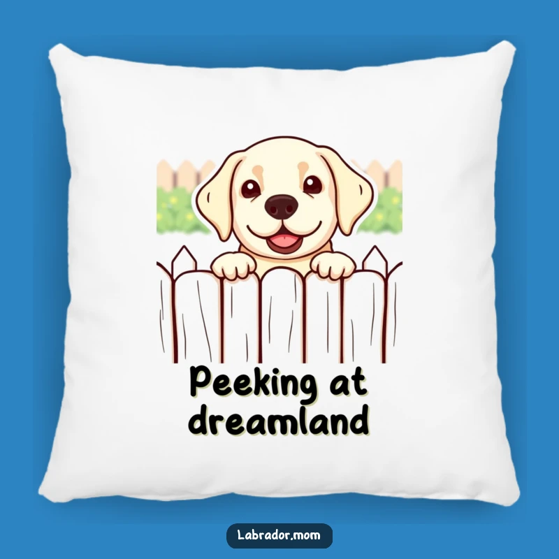 Funny Kawaii Labrador Pillow: Peeking Over Fence, Cozy Decor Gift