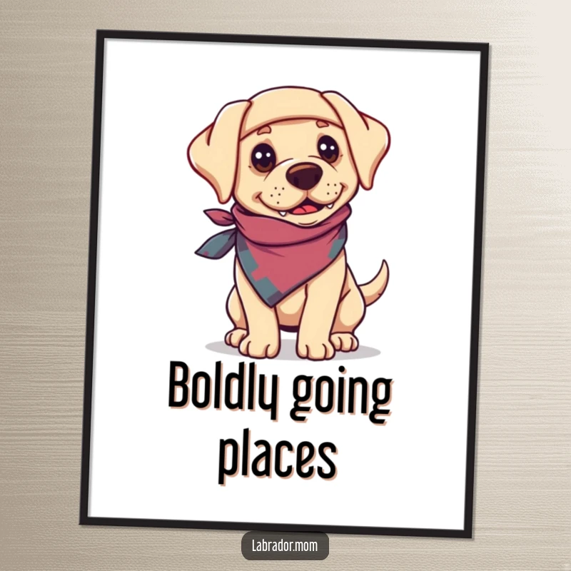 Funny Labrador dog wearing a bandanna, looking adventurous and ready for anything, digital art for home decor.