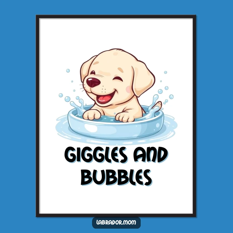 Funny Giggling Labrador Cub Digital Art - Splashing Joy, Instant Download Gift!