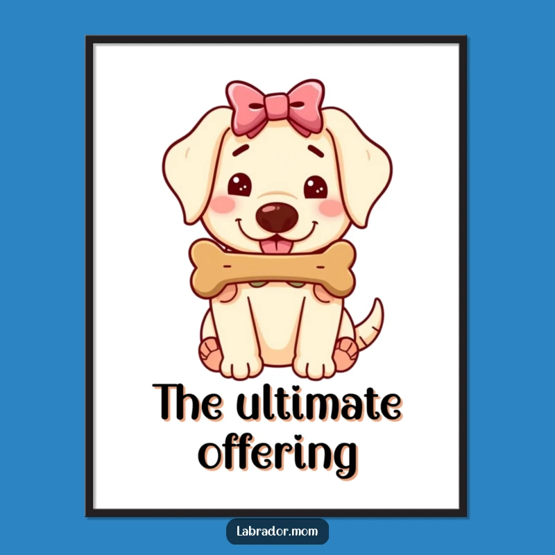 Funny Kawaii Labrador Digital Art - Bone Offering Printable, Instant Download Gift
