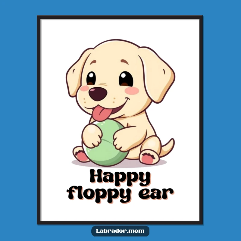 Funny Kawaii Labrador Digital Print: Happy Floppy Ear Ball Art Gift