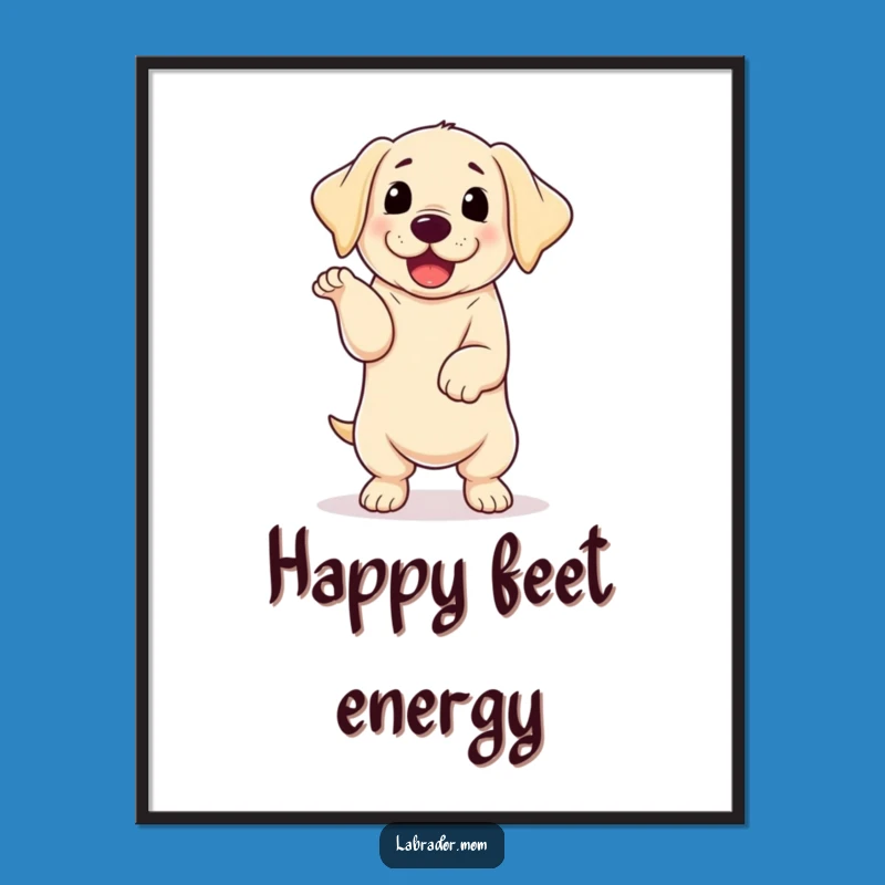 Funny Kawaii Labrador Happy Dance Digital Art - Instant Joyful Decor