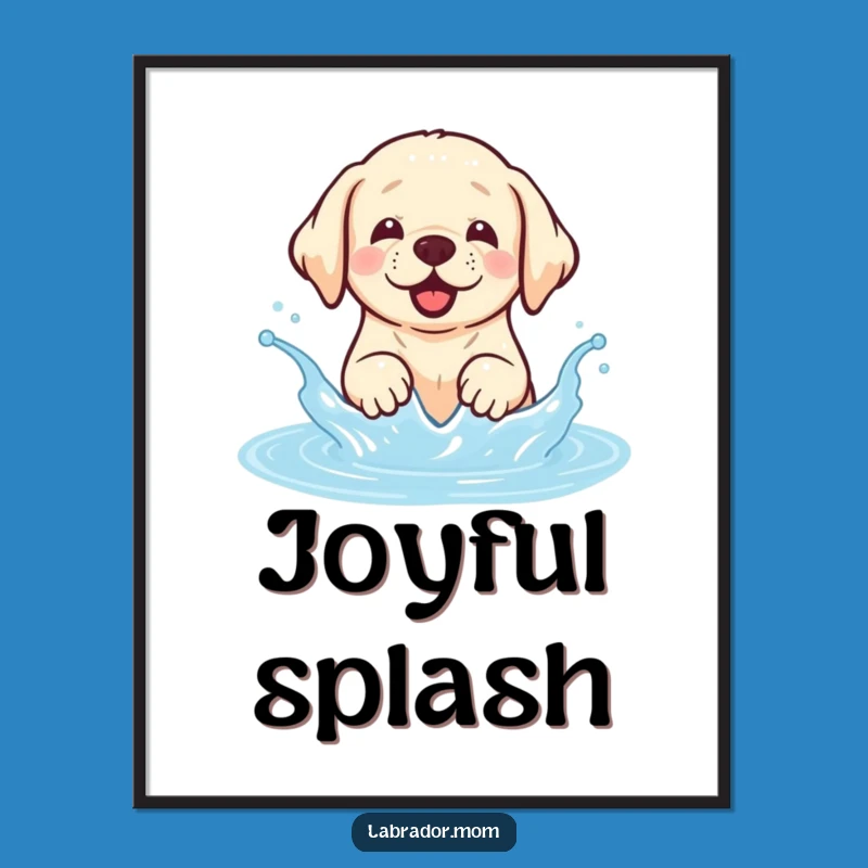 Funny Kawaii Labrador Digital Art: Water Splash Joy, Instant Dog Art!