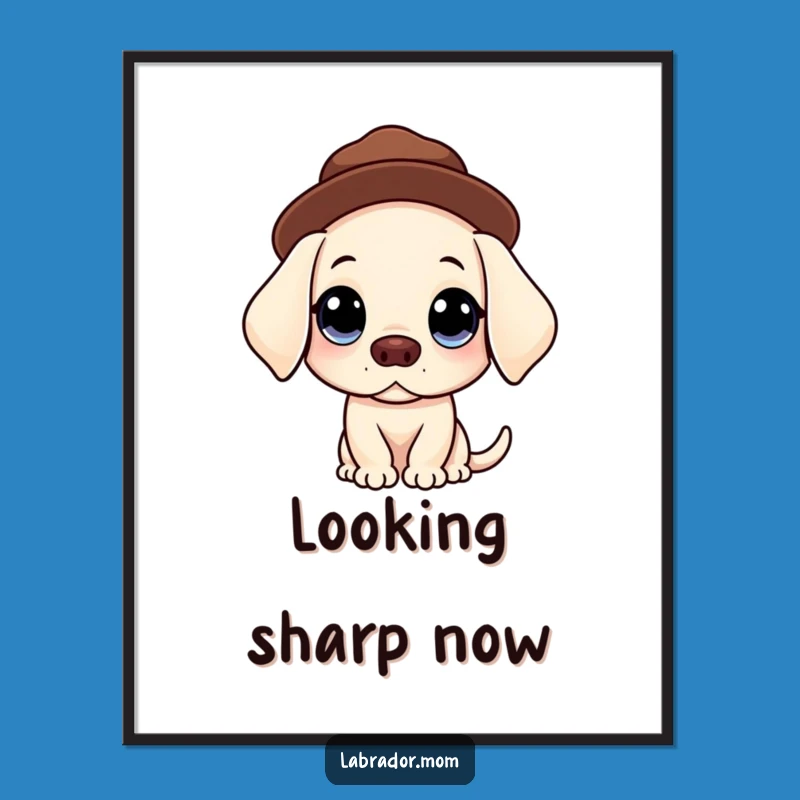 Funny Kawaii Labrador Digital Art - Innocent Hat Dog Printable