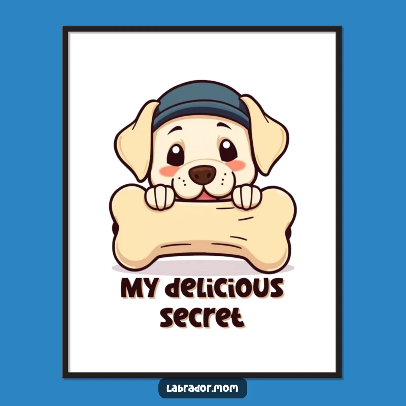 Funny Kawaii Labrador Bone Digital Art: Instant Download of Playful Dog Humor