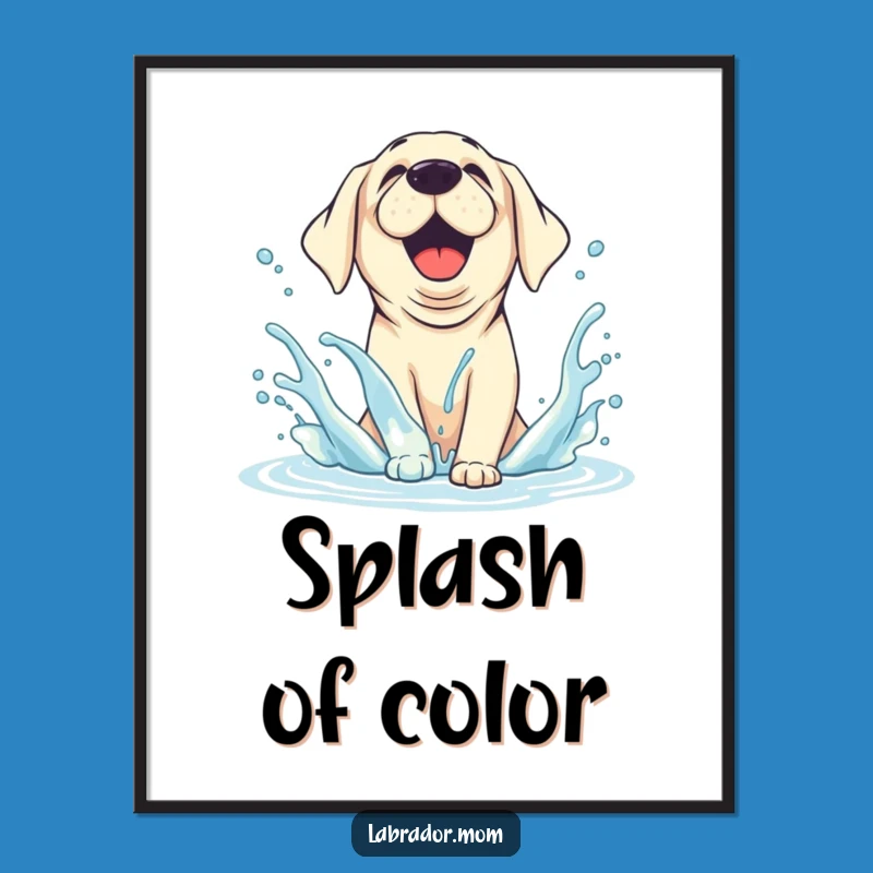 Funny Splashing Lab Digital Art: Animated Water Dog Printable for Instant Joy