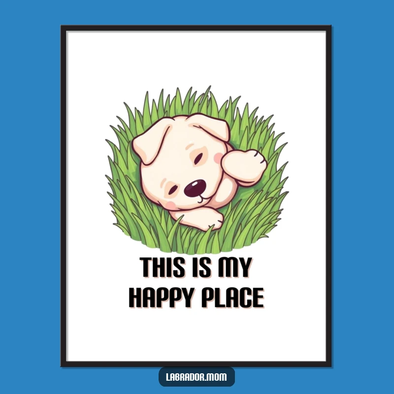 Funny Kawaii Labrador Digital Print: Rolling in Grass, Instant Art Gift