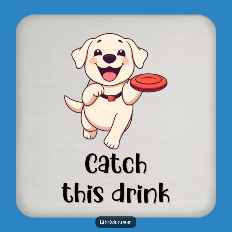 Funny Kawaii Labrador Coaster Set: Frisbee Fun, Humorous Table Protection