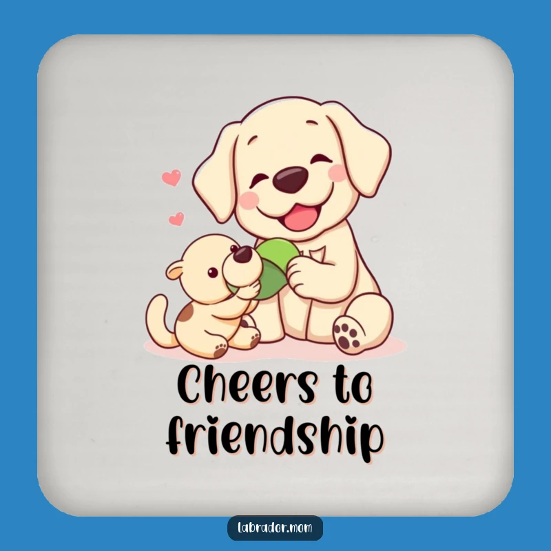 Funny Kawaii Labrador Sharing Coaster Set: Protect Surfaces with Hilarious Dog Friendship, Gift!