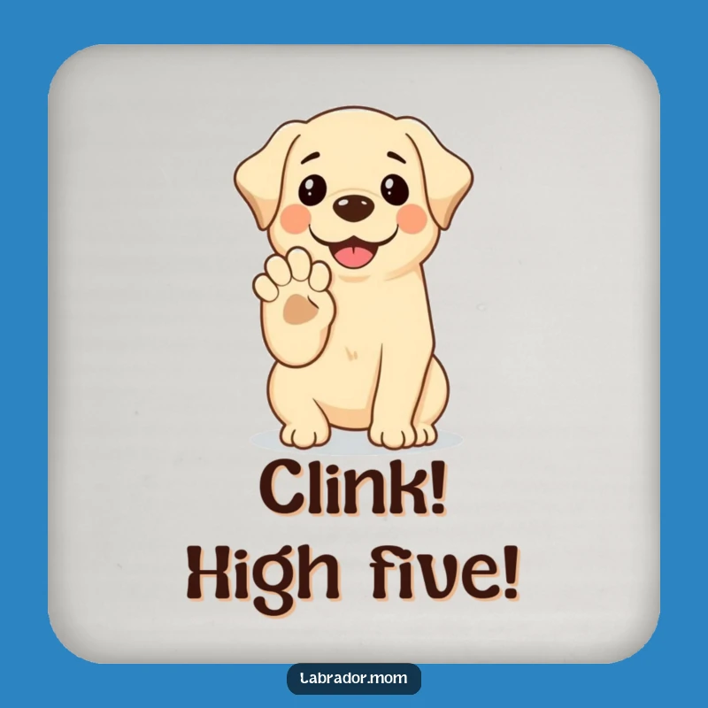 Funny Kawaii Labrador Coaster: High Five Protection, Friendly Dog Art