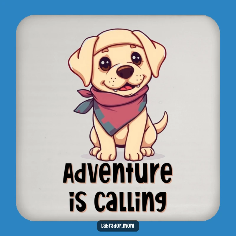 Funny Adventure Labrador Bandanna Coaster Set: Protect Surfaces with Humor Gift
