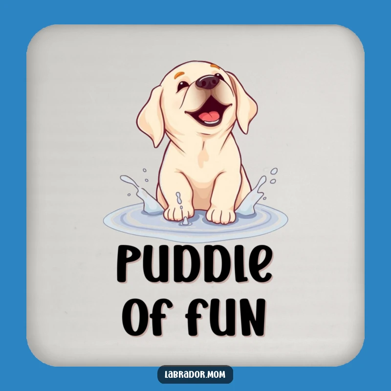 Funny Puddle Splashing Labrador Coaster Set - Protect Tables with Canine Joy