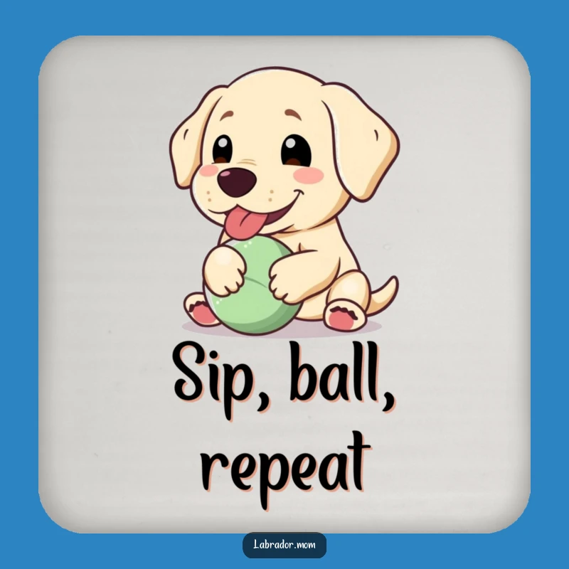 Funny Kawaii Labrador Coaster Set: Happy Floppy Ear Dog Decor Gift