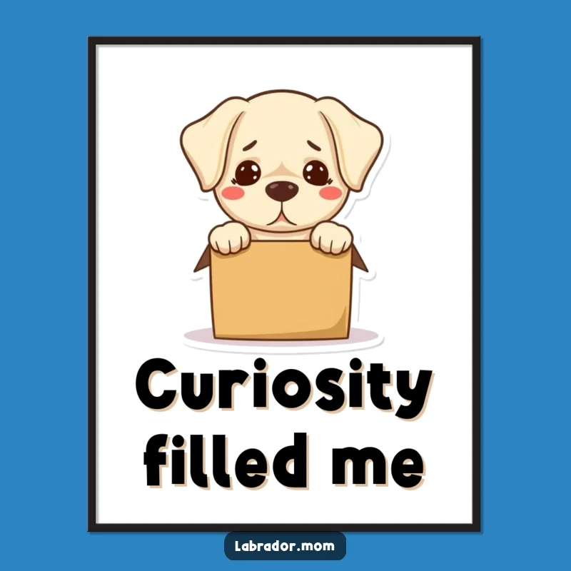 Funny Bewildered Labrador Poster: Box Conundrum Art, Hilarious Dog Decor