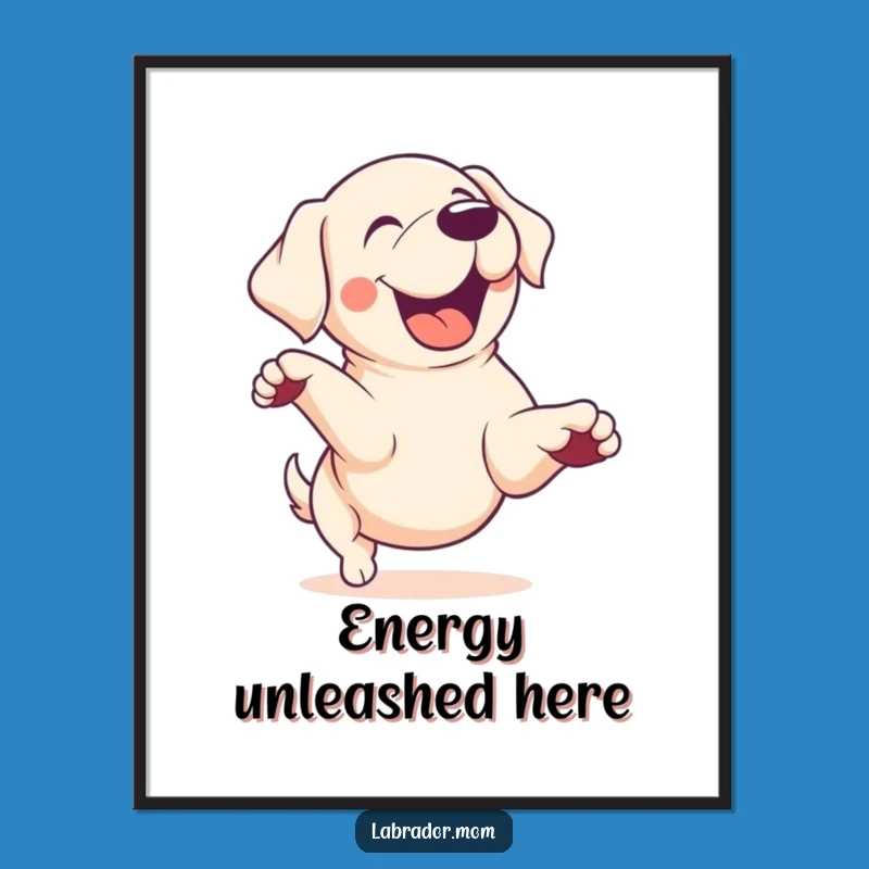 Funny Kawaii Lab Zoomie Poster: Energetic Dog Art, Adorable Funny Gift for Walls