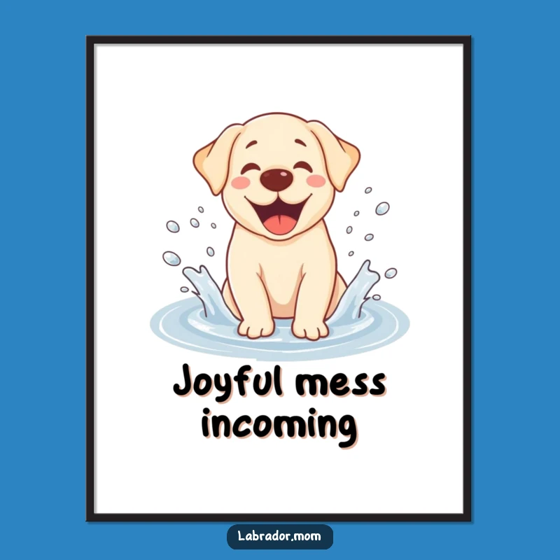 Funny Kawaii Labrador Puddle Splash Poster - Adorable Dog Art Print for Wall Decor
