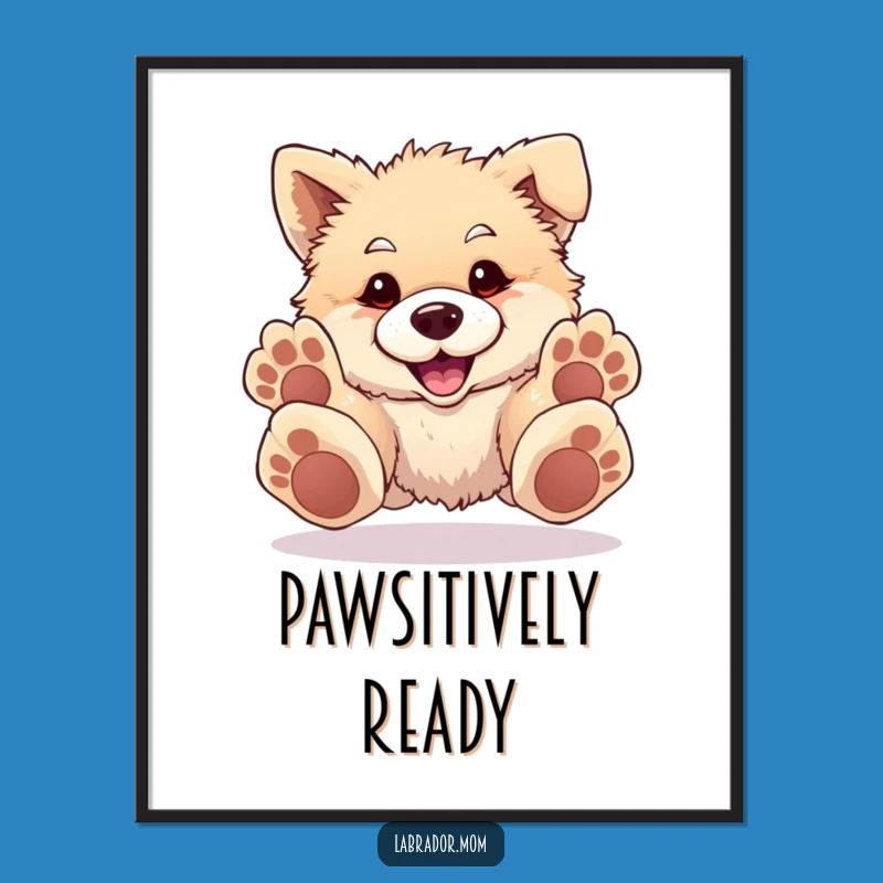 Funny Oversized Paws Dog Poster: Adorable Pouncing Puppy Wall Art for Home Decor
