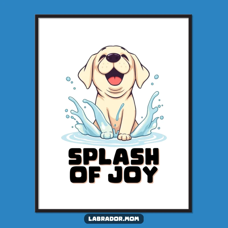 Funny Splashing Lab Poster: Animated Dog Art for Playful Home Decor