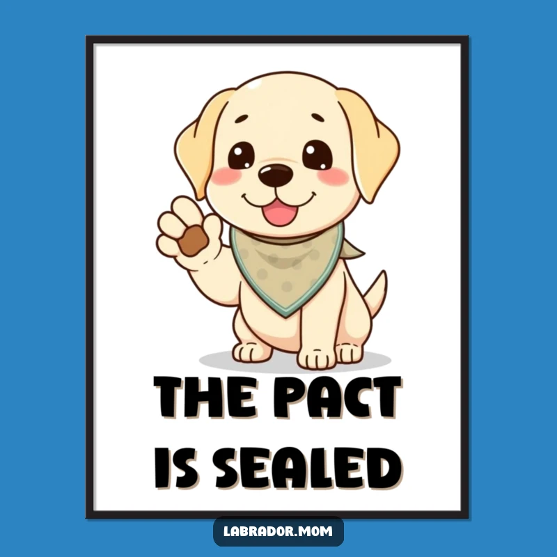 Funny Kawaii Lab High-Five Poster: Playful Dog Art for Friendly Decor