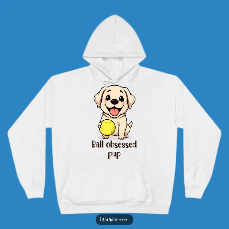 Cozy Funny Kawaii Lab Tennis Ball Hoodie: Grinning Pup Comfort, Warm Funny Gift