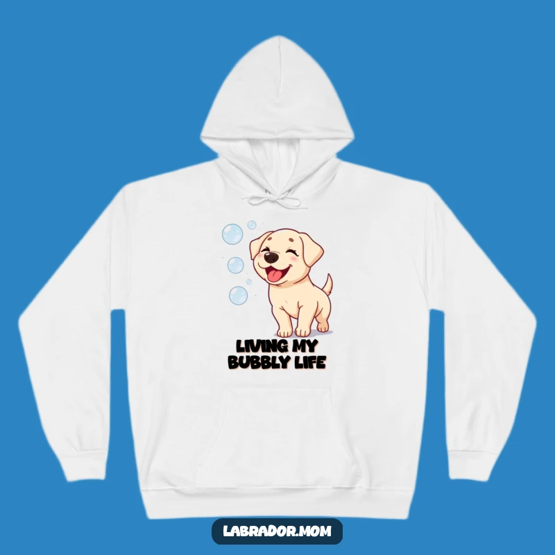 Funny Kawaii Labrador Bubble Chase Hoodie: Cozy & Cute Dog Lover Gift!