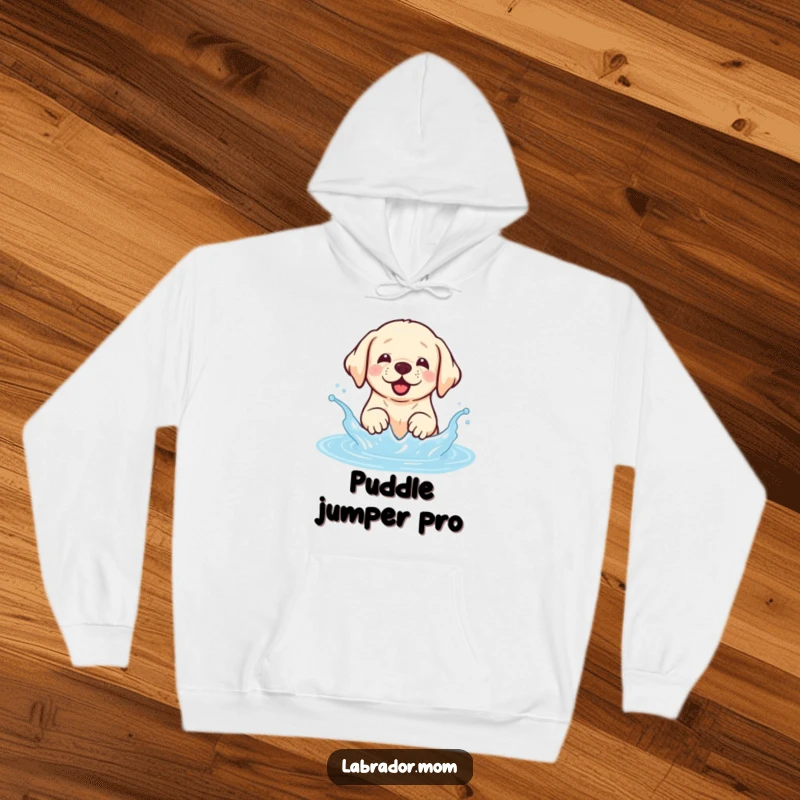 Funny Kawaii Labrador hoodie showing a happy dog splashing joyfully in water, excellent funny gift.