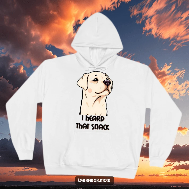Funny Kawaii Labrador hoodie featuring a cute head tilt, expressing curiosity. A comfy and humorous gift.