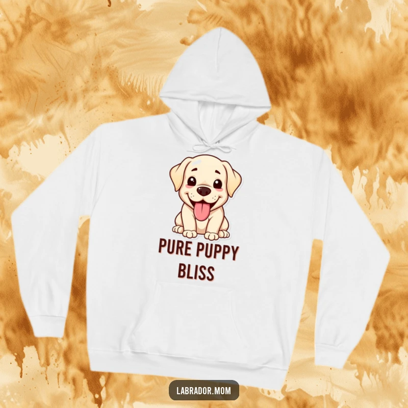 Funny kawaii Labrador hoodie showcasing a happy, panting dog with its tongue out, embodying adorable warmth and hilarious canine companionship.